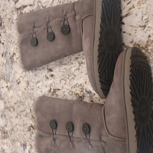UGG Shoes - UGG the Bailey Suede Button Triplet II Water-Repellent Tall Boots Women's sz 11